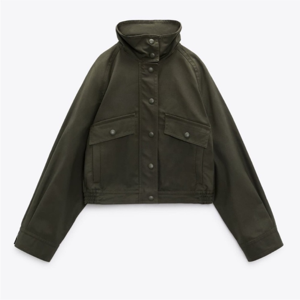 🆕 Small 🌸 Zara oversized cropped bomber utility jacket